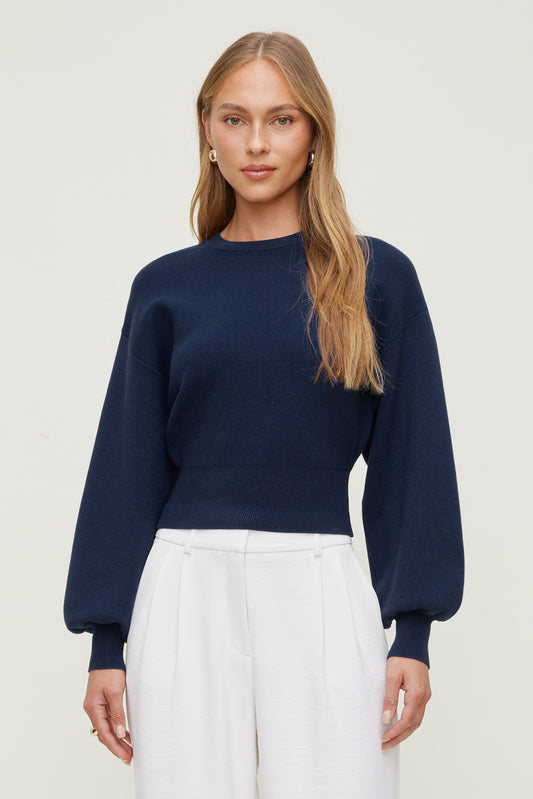 Dynamite Balloon Sleeve Sweater Blue