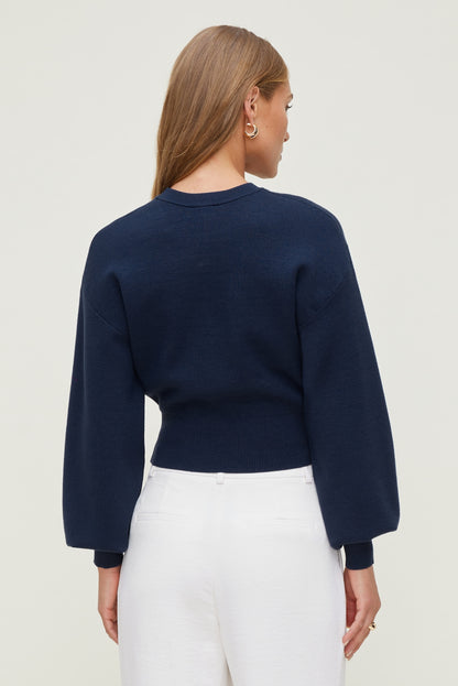 Dynamite Balloon Sleeve Sweater Blue