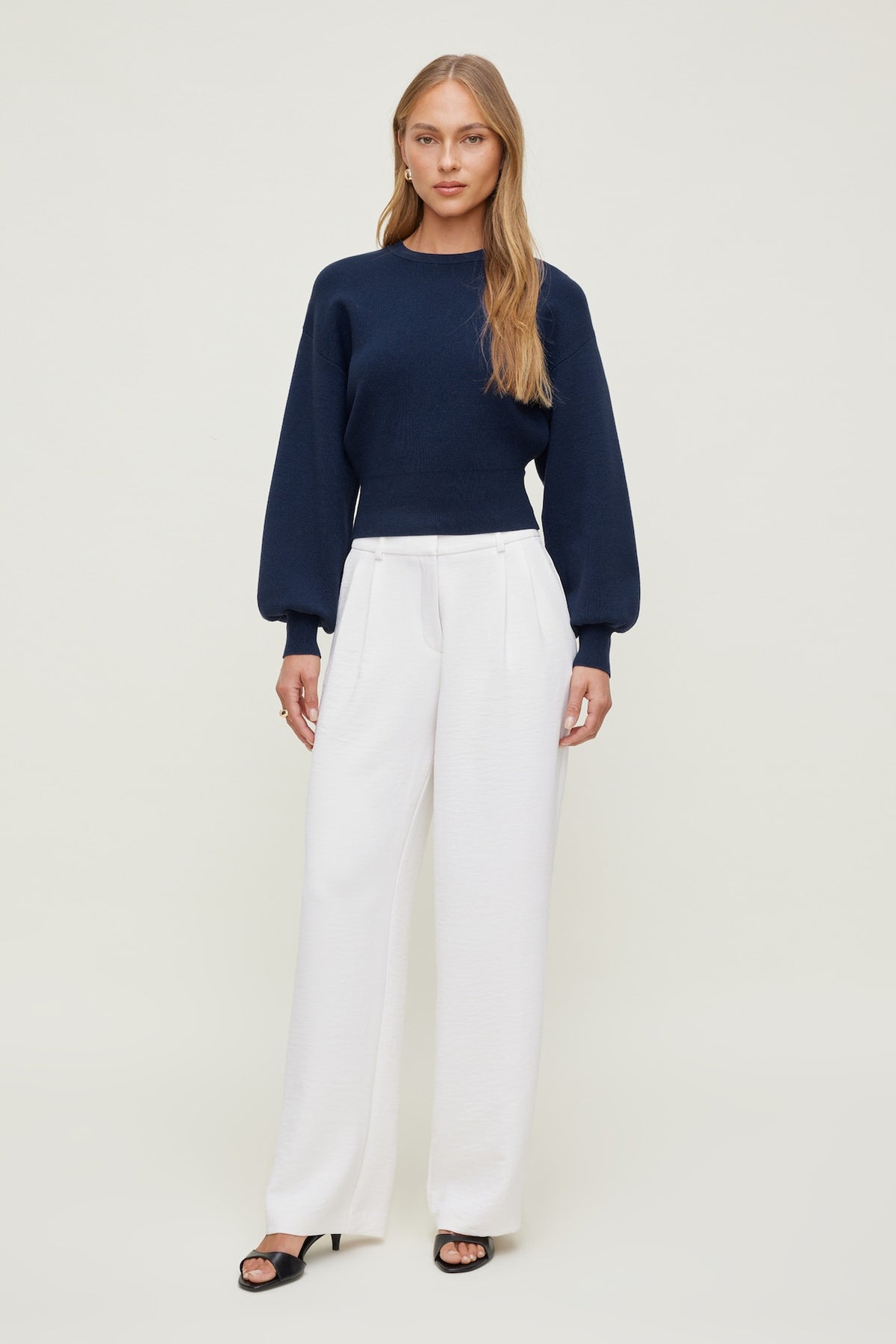 Dynamite Balloon Sleeve Sweater Blue