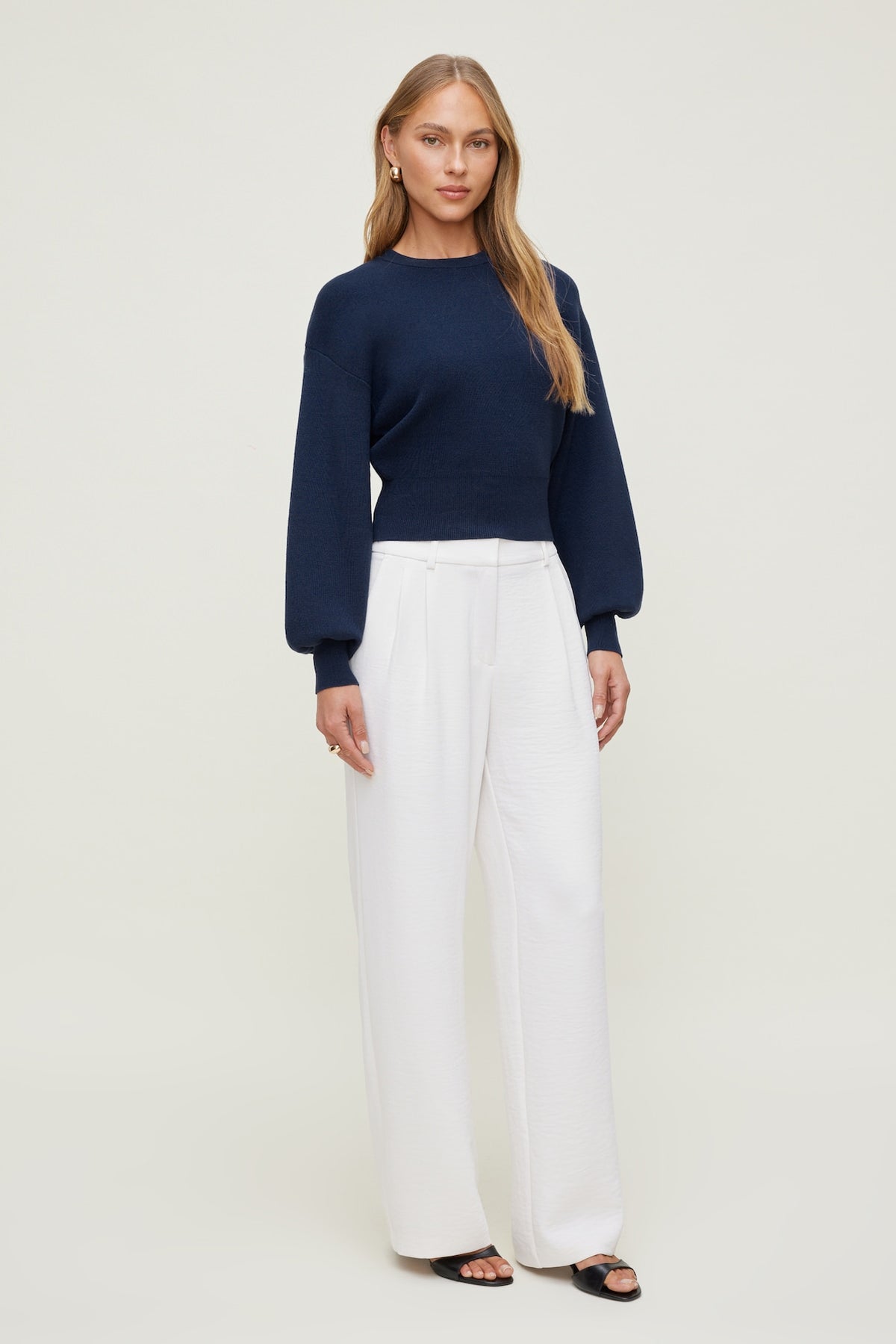 Dynamite Balloon Sleeve Sweater Blue