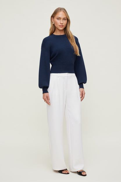 Dynamite Balloon Sleeve Sweater Blue