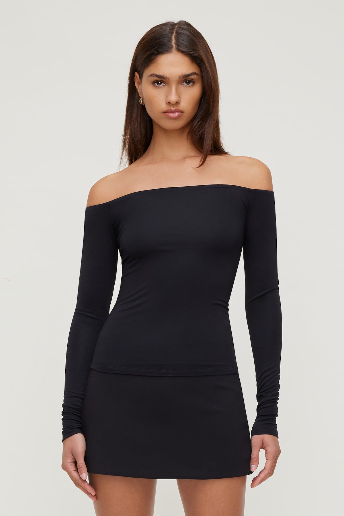 Dynamite Off Shoulder Long Sleeve Top Black