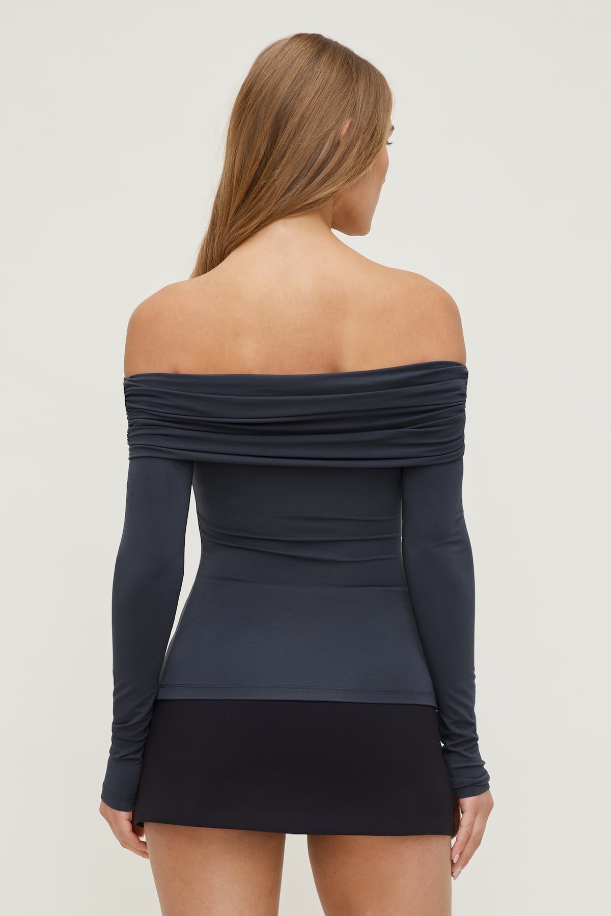 Dynamite Off Shoulder Long Sleeve Top Blue