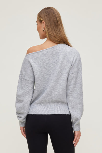 Dynamite Lola Off Shoulder Sweater Gray