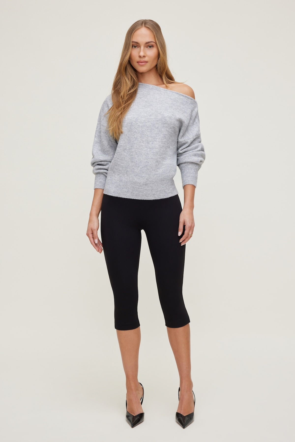 Dynamite Lola Off Shoulder Sweater Gray