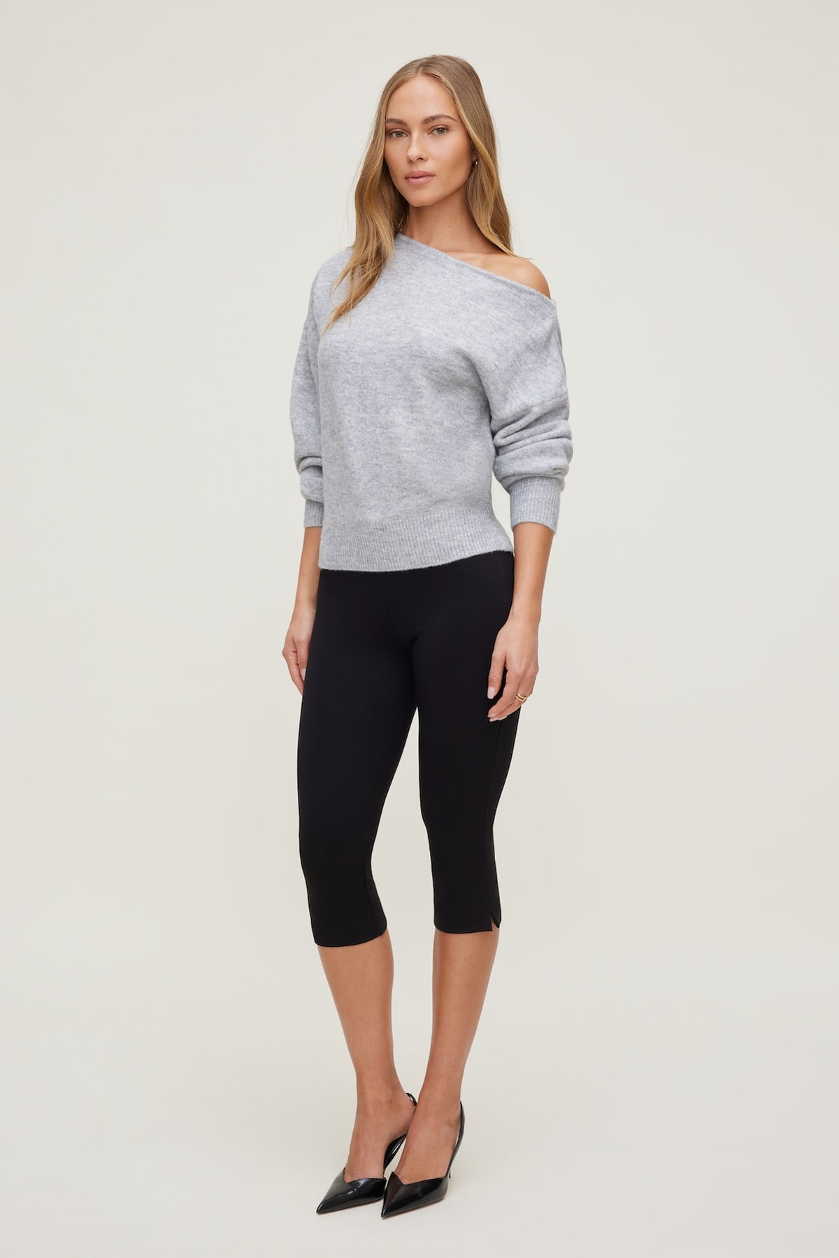 Dynamite Lola Off Shoulder Sweater Gray