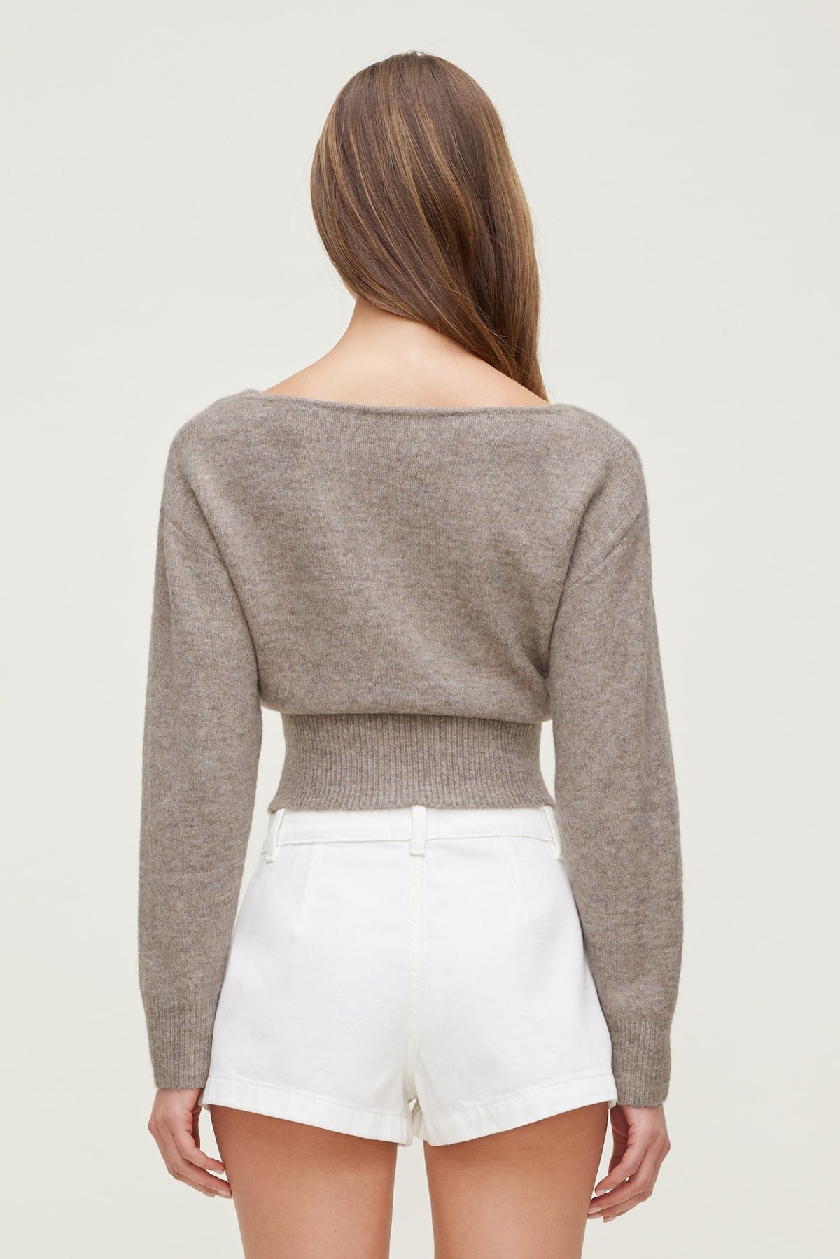 Dynamite Juliet Cinched Boat Neck Sweater Brown