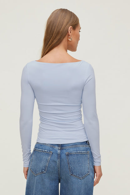 Dynamite Nola Sculpt Long Sleeve Top Blue
