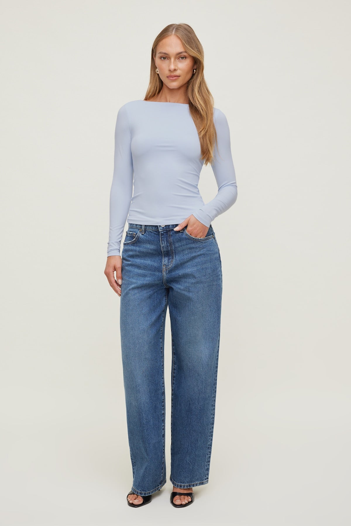 Dynamite Nola Sculpt Long Sleeve Top Blue