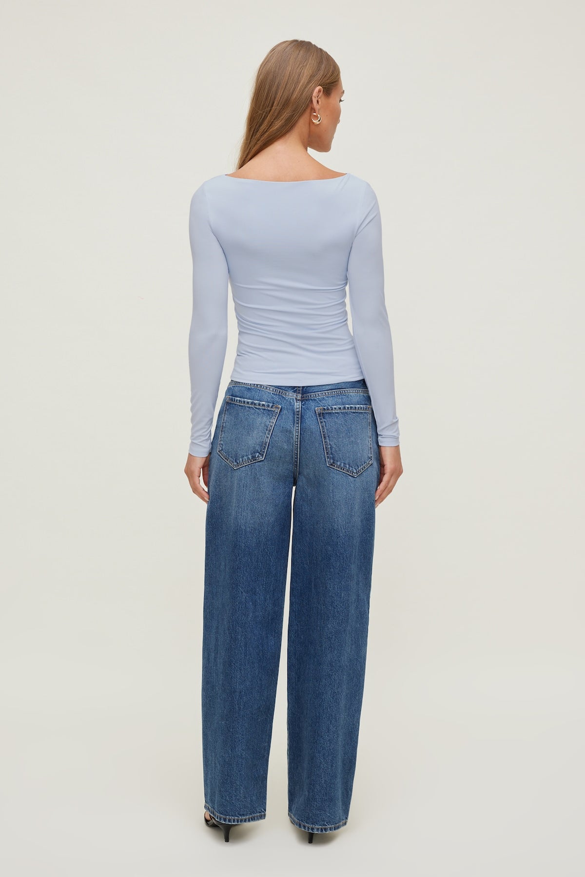 Dynamite Nola Sculpt Long Sleeve Top Blue