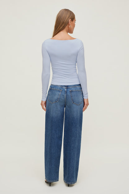 Dynamite Nola Sculpt Long Sleeve Top Blue