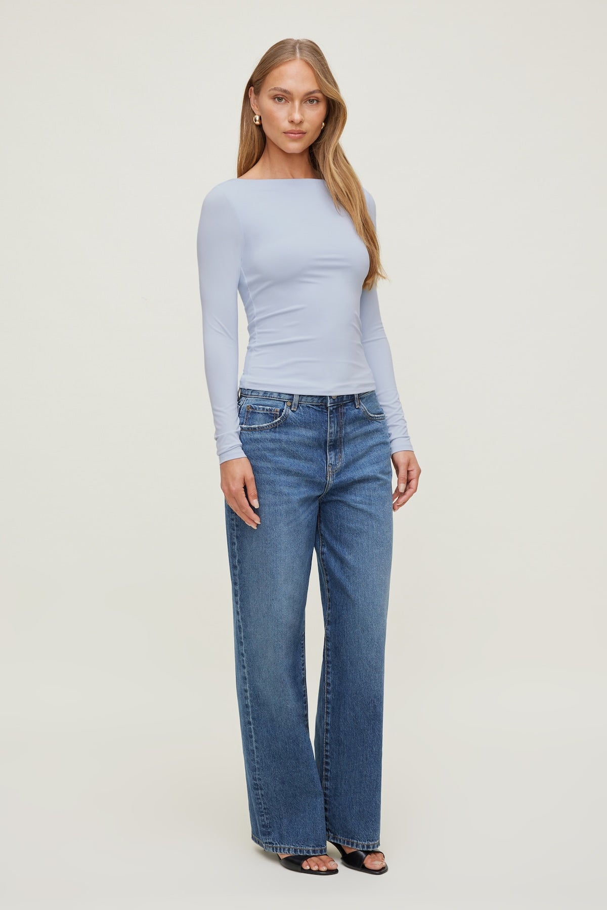 Dynamite Nola Sculpt Long Sleeve Top Blue