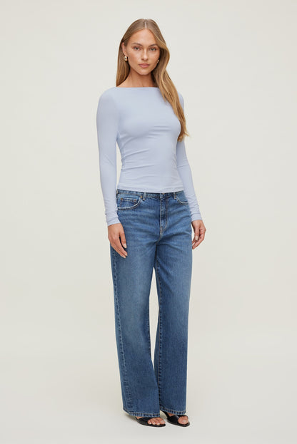 Dynamite Nola Sculpt Long Sleeve Top Blue