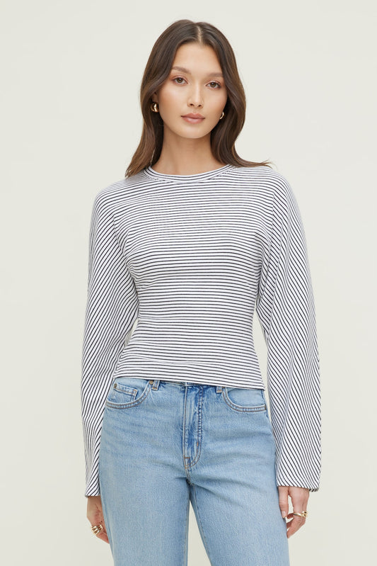 Dynamite Striped Dolman Heavy Cotton Top White