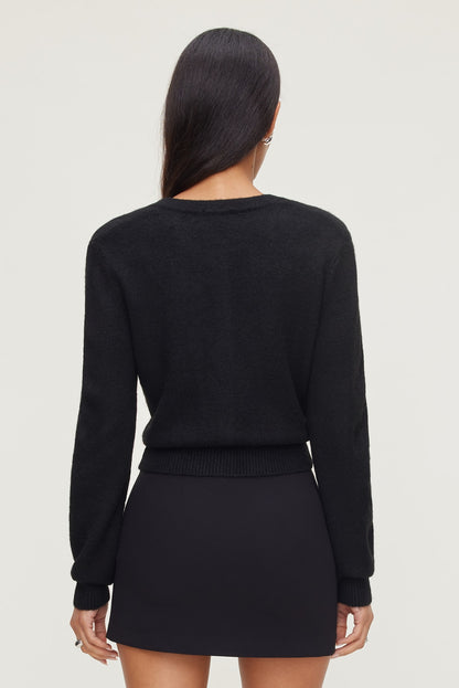 Dynamite Rebecca Bow Button Cardigan Black