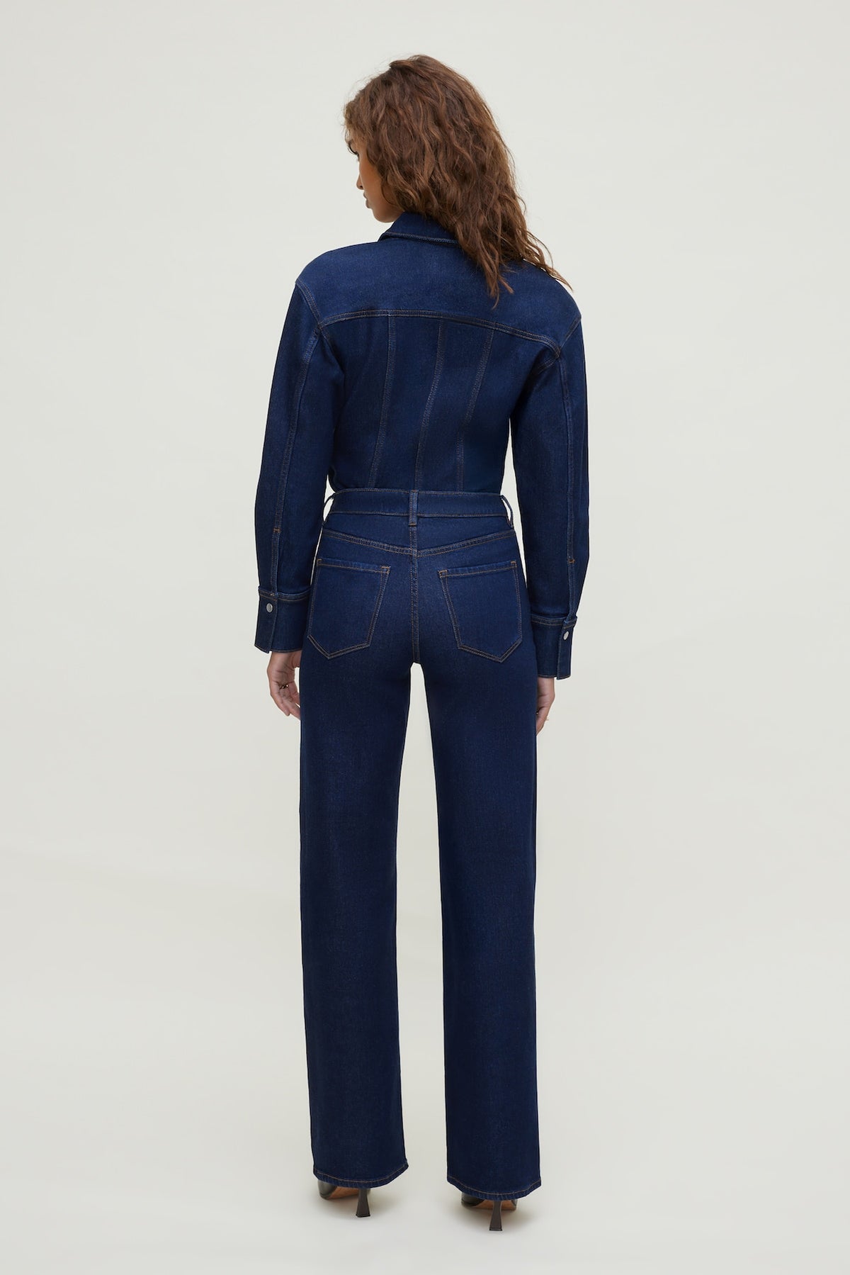 Dynamite Cinched Stretch Denim Shirt Blue