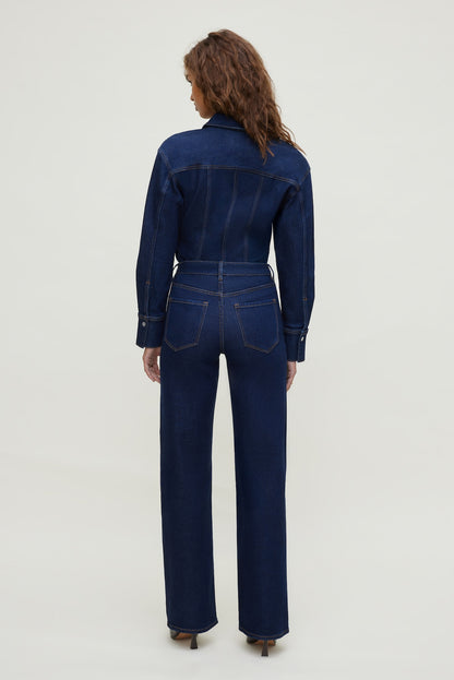 Dynamite Cinched Stretch Denim Shirt Blue
