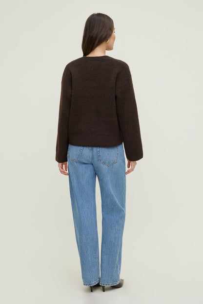 Dynamite Relaxed V Neck Cardigan Brown