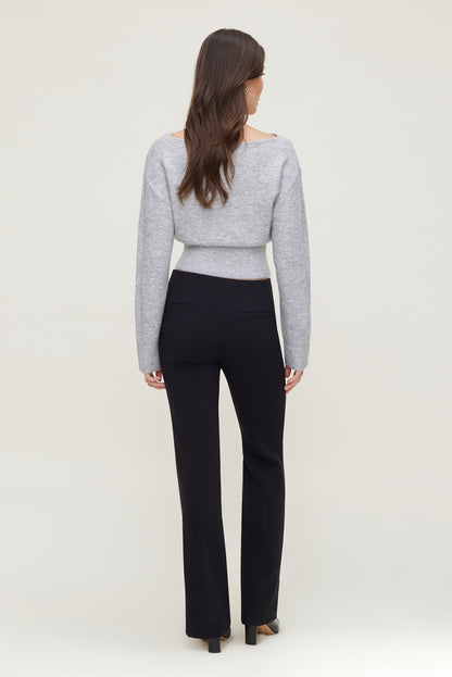 Dynamite Juliet Cinched Boat Neck Sweater Gray