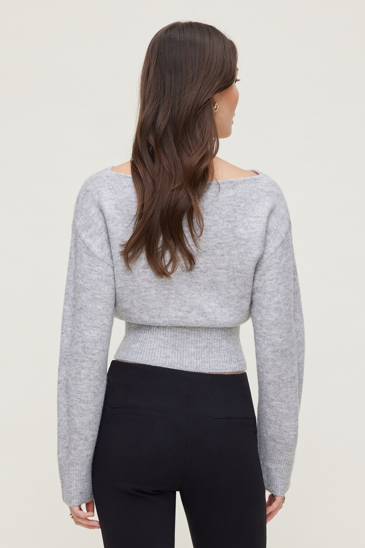 Dynamite Juliet Cinched Boat Neck Sweater Gray