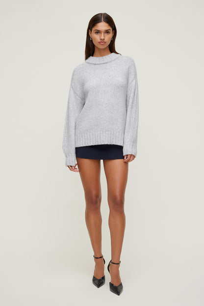 Dynamite Mabel Chunky Crewneck Sweater Gray