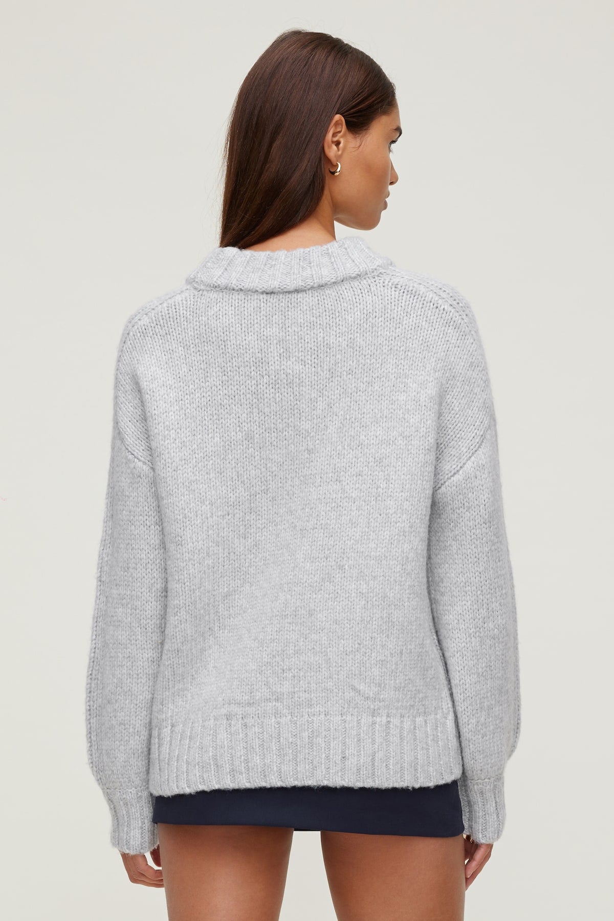 Dynamite Mabel Chunky Crewneck Sweater Gray