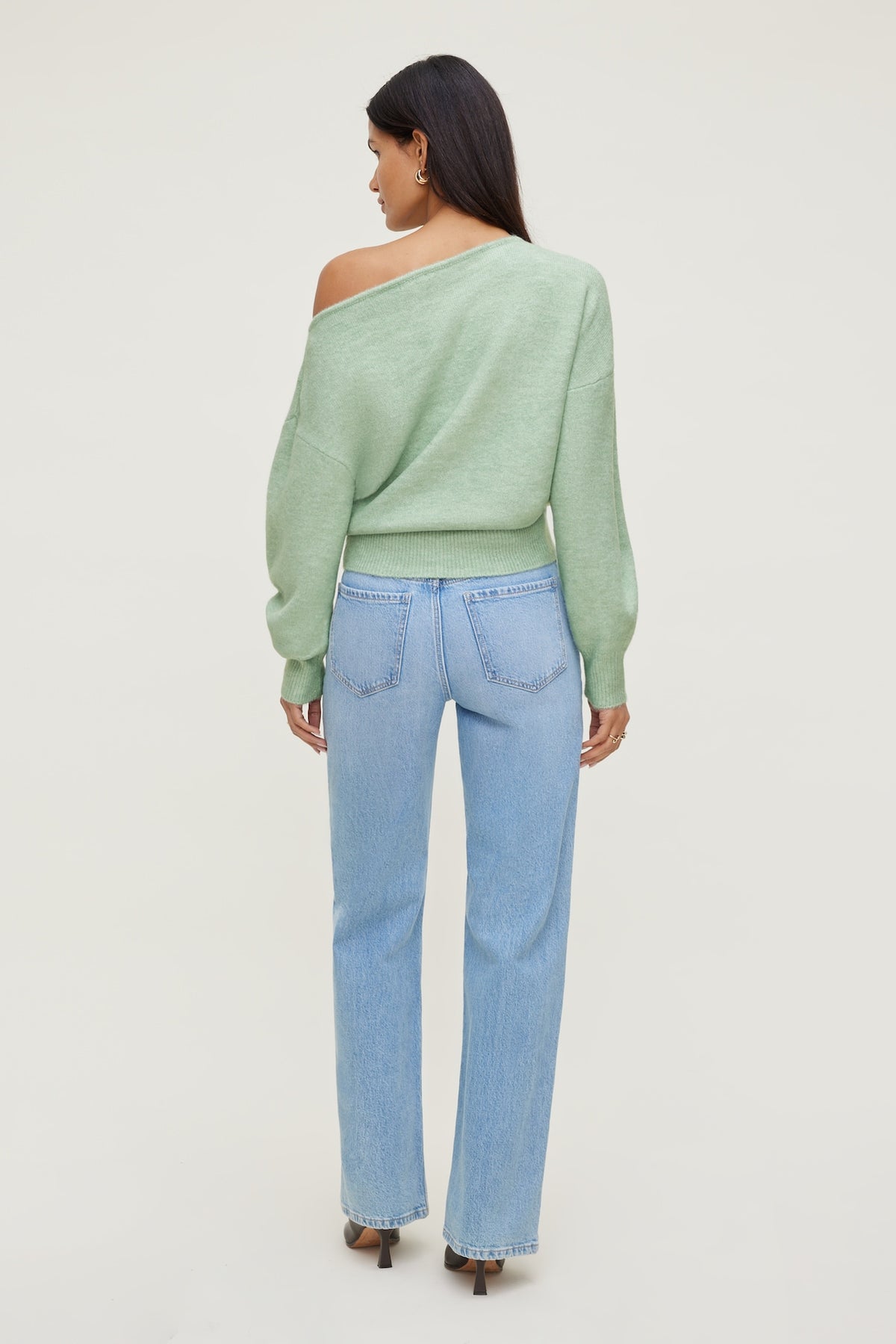 Dynamite Lola Off Shoulder Sweater GREEN