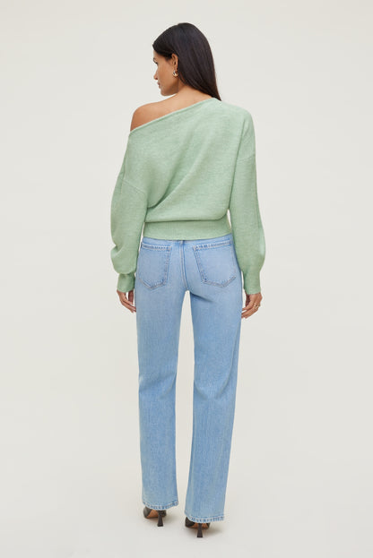 Dynamite Lola Off Shoulder Sweater GREEN
