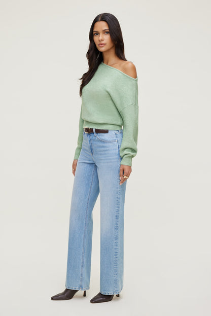 Dynamite Lola Off Shoulder Sweater GREEN