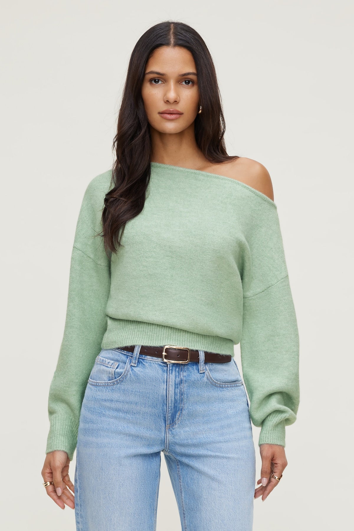 Dynamite Lola Off Shoulder Sweater GREEN