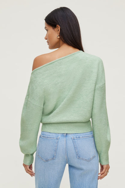 Dynamite Lola Off Shoulder Sweater GREEN