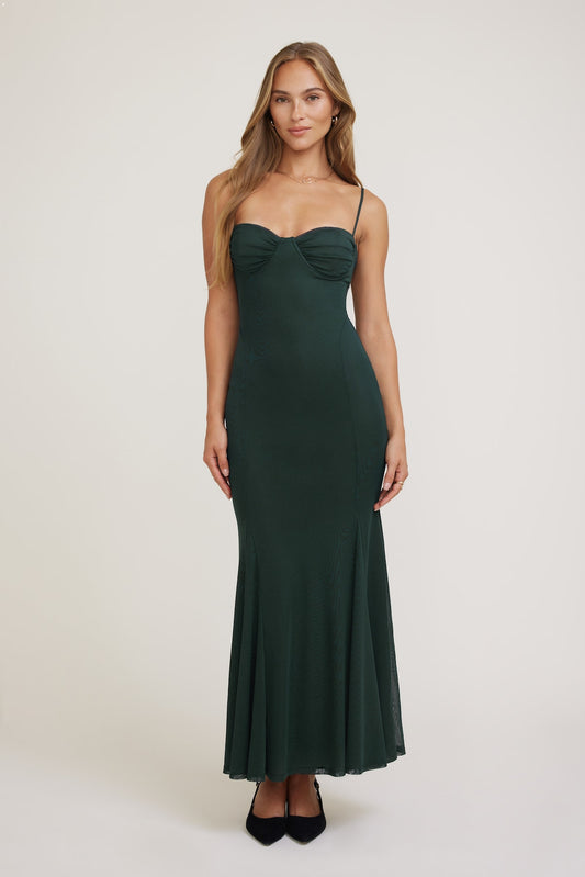 Dynamite Monet Mesh Maxi Dress Green