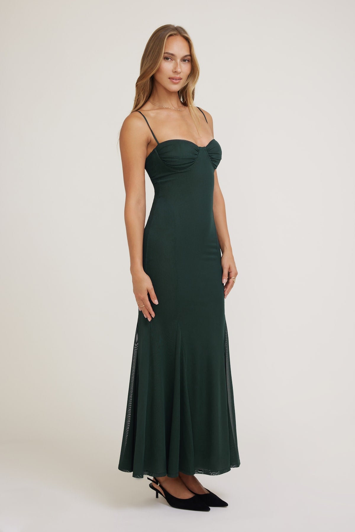 Dynamite Monet Mesh Maxi Dress Green
