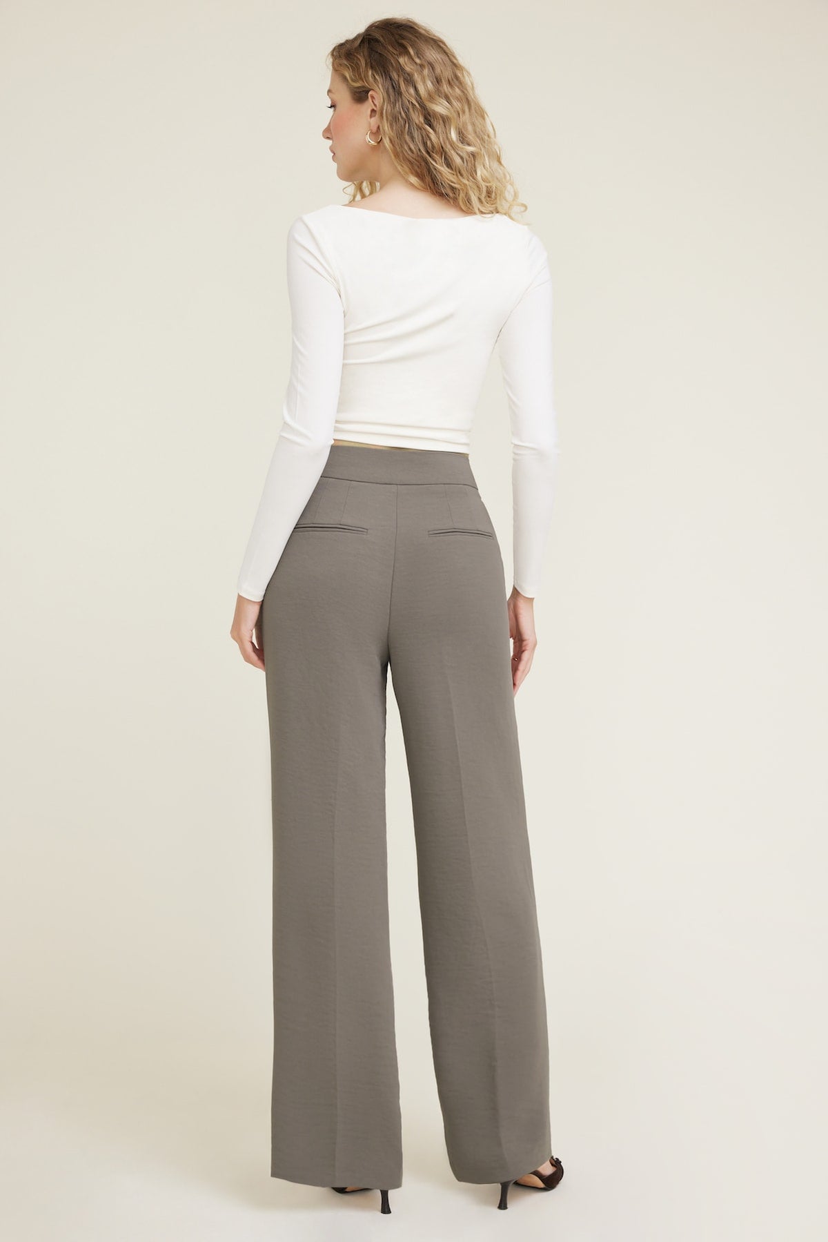 Dynamite Yasmin Airflow Straight Leg Pants Brown