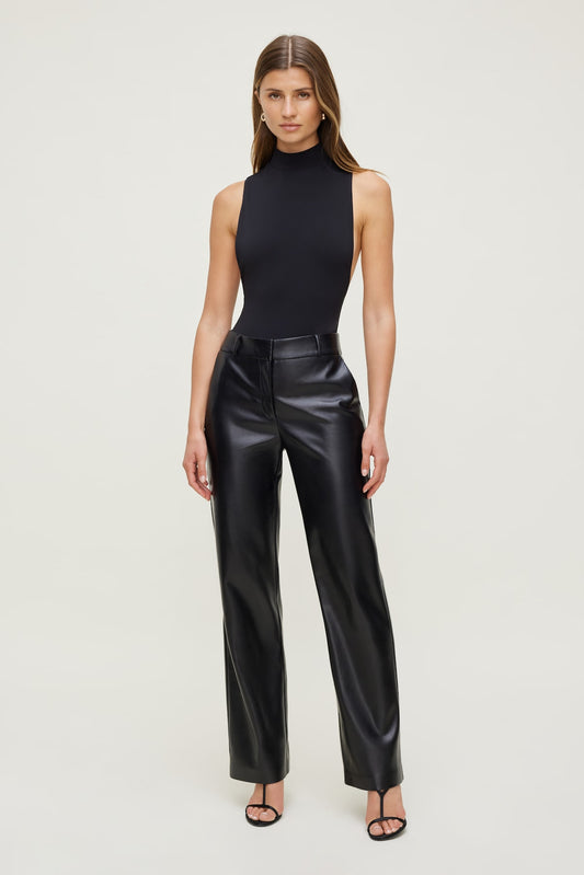 Dynamite Camelia Straight Leg Faux Leather Pants Black