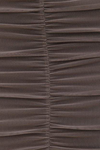 Dynamite Ruched Mesh Maxi Skirt Brown