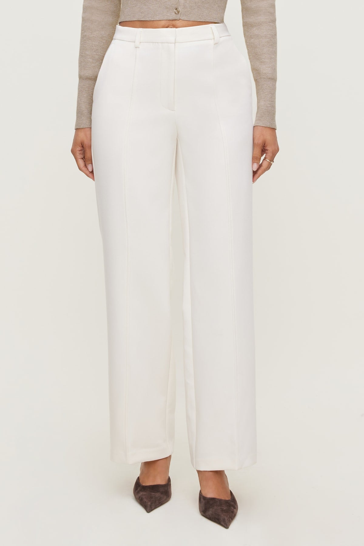 Dynamite Pintuck Straight Leg Pants Beige