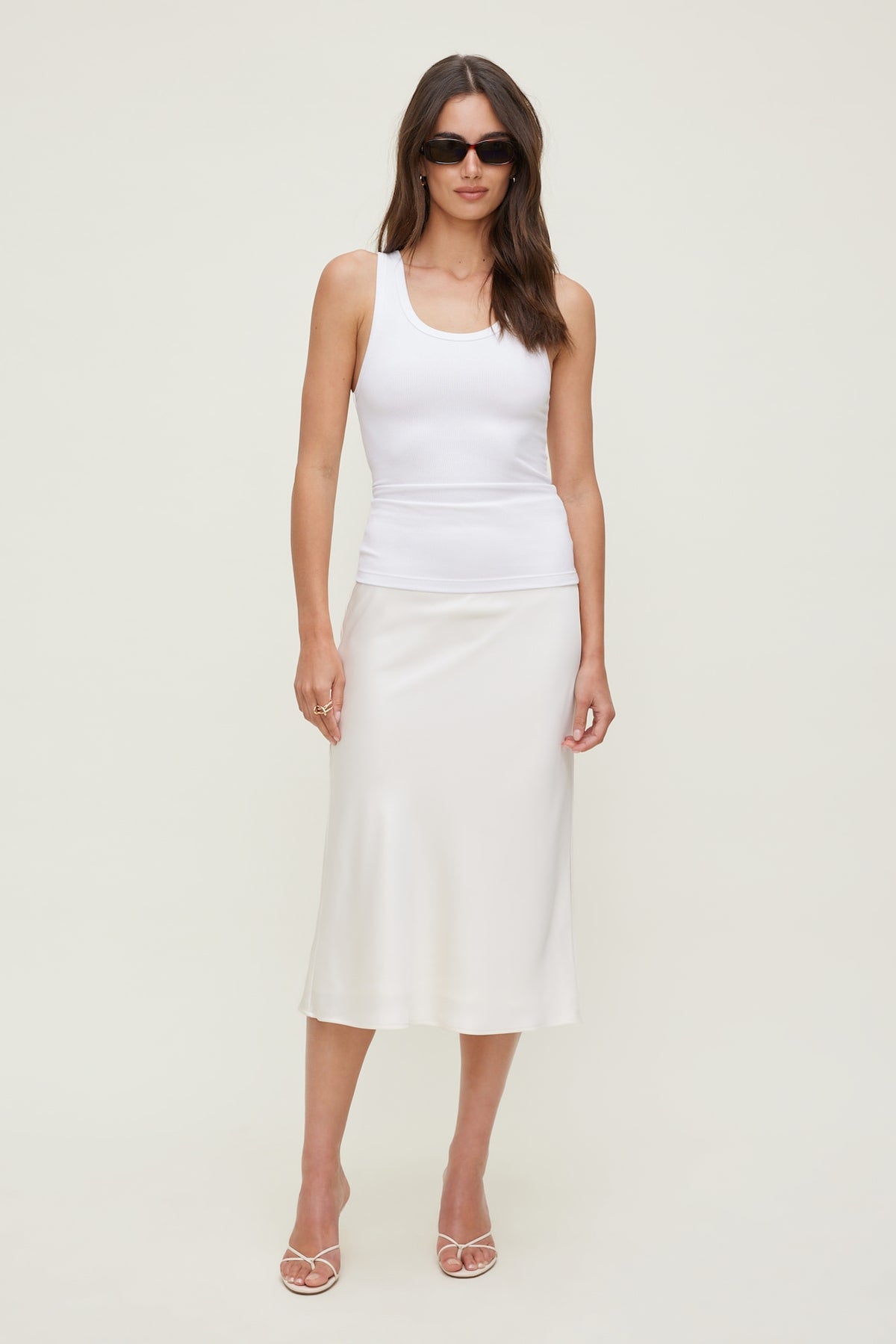 Dynamite Ellie Ribbed Tank Top White