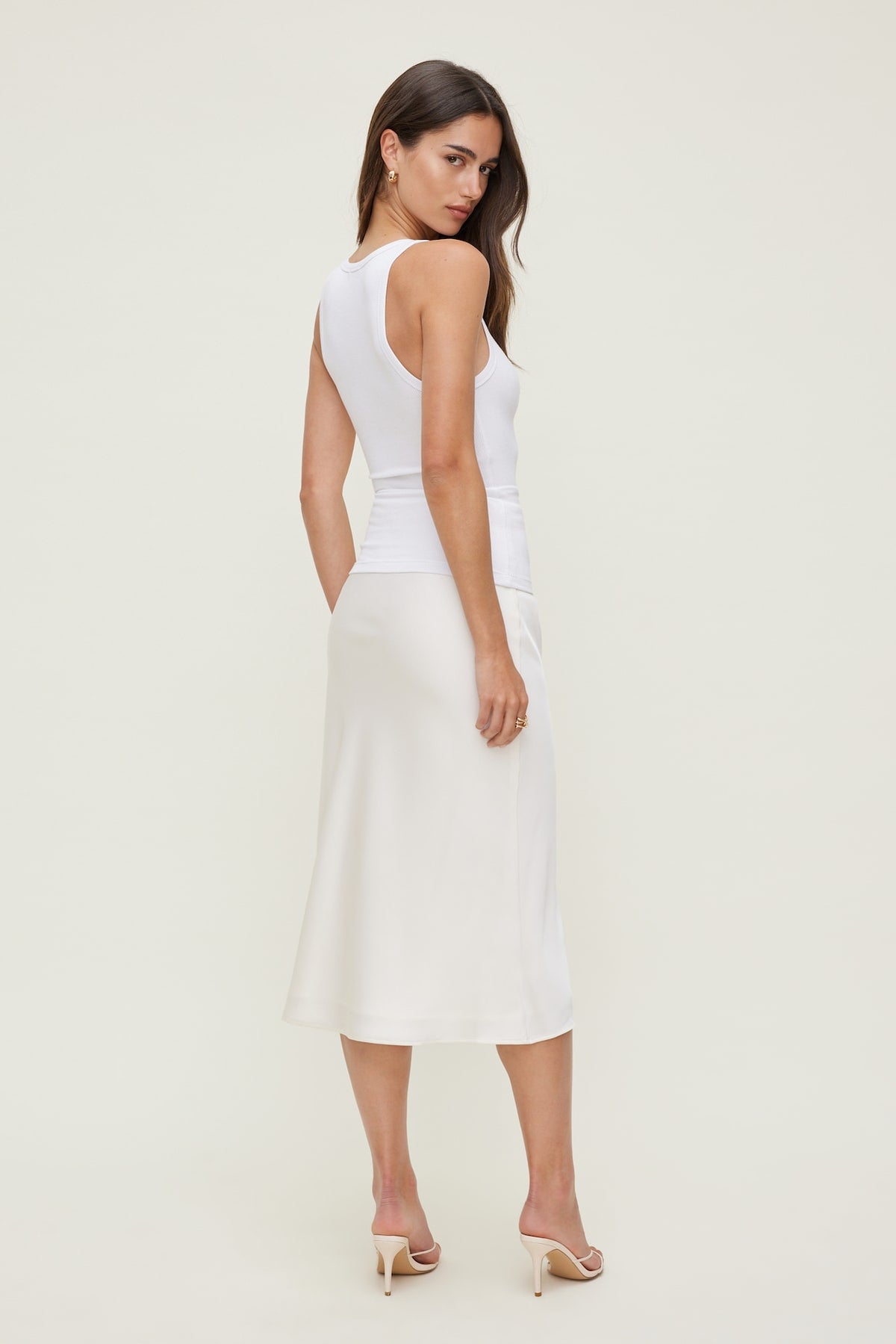 Dynamite Ellie Ribbed Tank Top White