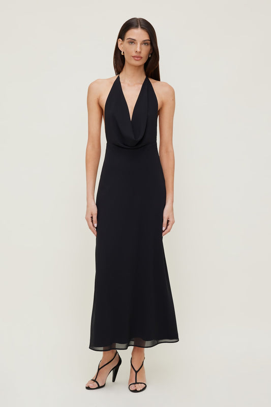 Dynamite Deep Cowl Neck Maxi Dress Black