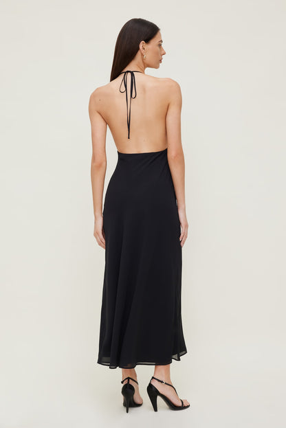 Dynamite Deep Cowl Neck Maxi Dress Black