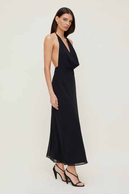 Dynamite Deep Cowl Neck Maxi Dress Black