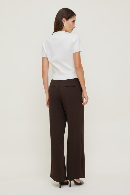 Dynamite Yasmin Airflow Straight Leg Pants Brown
