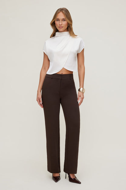 Dynamite Camelia Airflow Clean Straight Leg Pants Brown