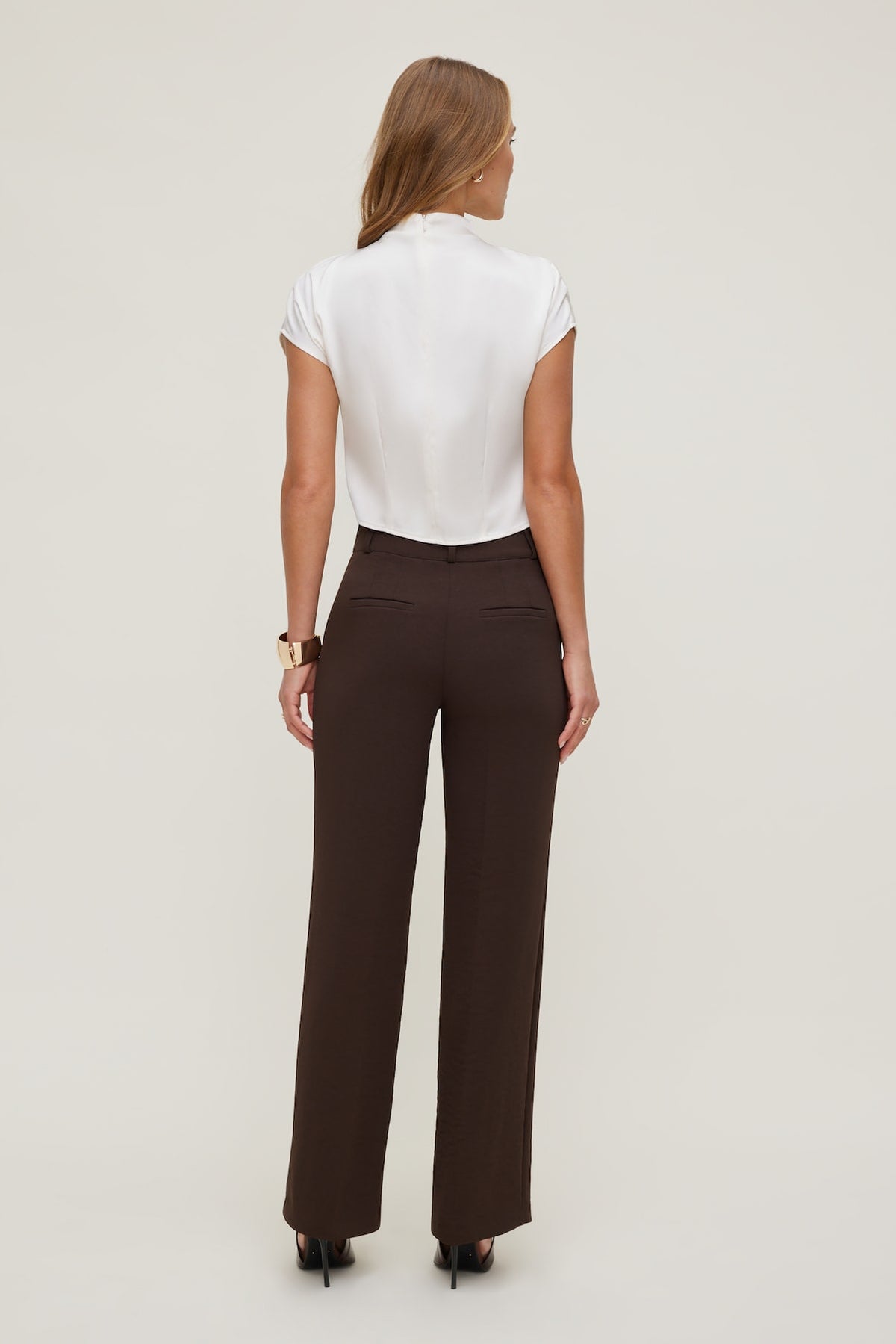 Dynamite Camelia Airflow Clean Straight Leg Pants Brown