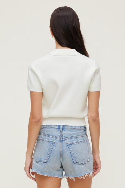Dynamite Polo Crewneck Cardigan White