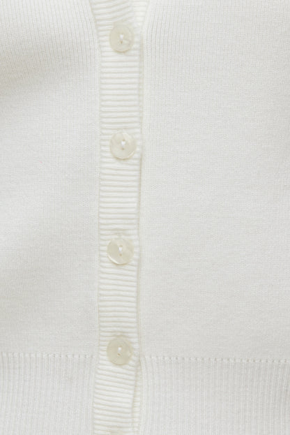 Dynamite Polo Crewneck Cardigan White