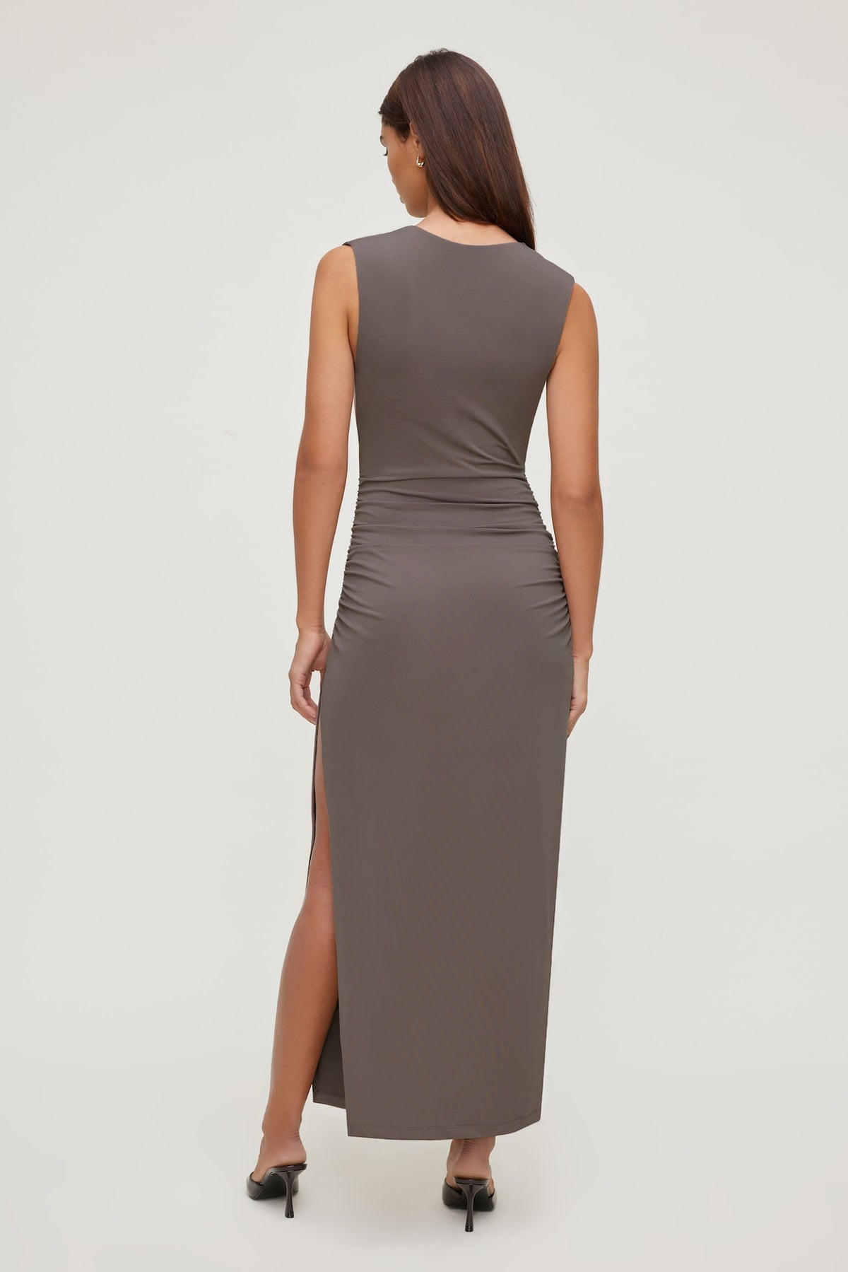 Dynamite Sculpt Open Side Maxi Dress Brown