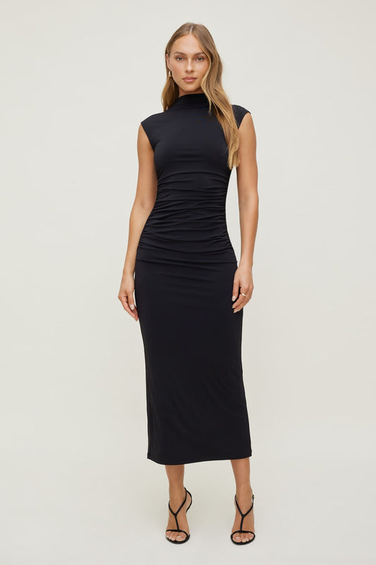 Dynamite Bria Sculpt Mock Neck Maxi Dress Black