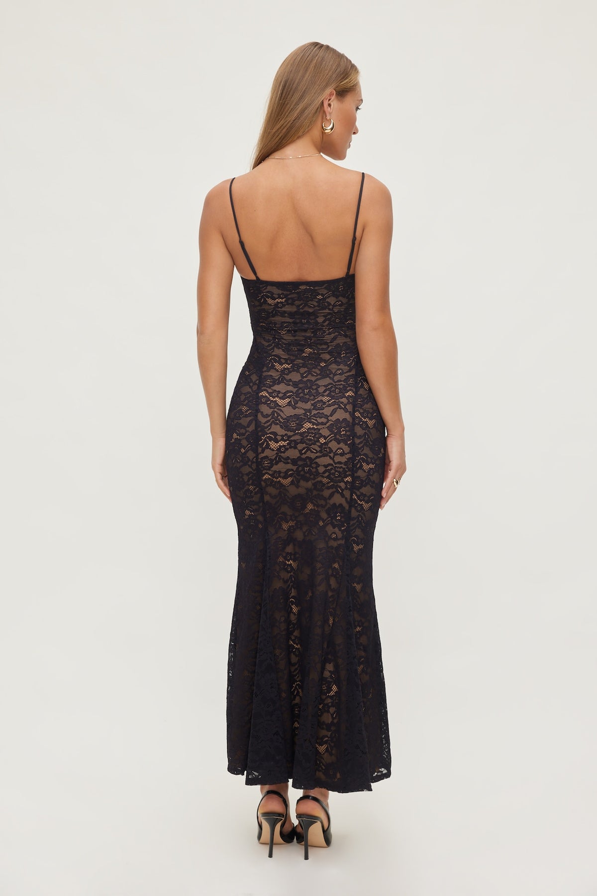 Dynamite Monet Lace Overlay Maxi Dress Black